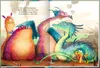 A group of colorful, cartoon-like dragons are gathered on a rocky, earthy terrain. Some are large and imposing, while one is small and appears to be a baby dragon. Smoke is visible in the background, suggesting a fiery environment. Voir les images du produit