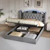 UnboxG Polsterbett 140x190 cm Grau mit LED & Stauraum, Samt Produktbild-Vorschau 8