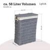 Wäschekorb mit Deckel 58 l Nischenwäschekorb schmal Baumwolle grau Podgląd zdjęcia produktu