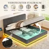 140x200 Cord Polsterbett Grau mit LED & USB-C Ladefunktion, Produktbild-Vorschau 5