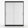 A front view of a black and white sliding door wardrobe against a white background. Voir les images du produit