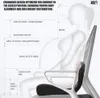 Diagram illustrating ergonomic principles for a seated position, with a silhouette of a person in a chair. Produktbild-Vorschau