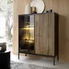 Moderne Geriffelte Vitrine LAGOS W2D Schwarz Eiche Wotan Produktbild-Vorschau 1
