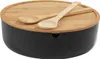 Salatschüssel-Set XXL - Schwarz - Braun - Kunststoff - Holz Produktbild-Vorschau 1