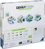 The back of a Gravitrax interactive track system extension building set box, showing illustrations of the set's components and how they can be used. Produktbild-Vorschau