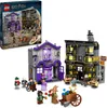 A LEGO Harry Potter set featuring two buildings from Diagon Alley, Ollivanders and Madam Malkins, along with several minifigures and accessories. Produktbild-Vorschau