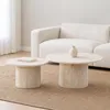 Couchtisch 2er-Set rund ESME - Travertin-Optik beige Produktbild-Vorschau 2