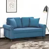 vidaXL 2-Sitzer-Sofa mit Zierkissen Blau 120 cm Samt Produktbild-Vorschau 2