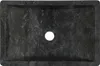 A top-down view of a rectangular black marble sink with a drain hole in the center. Náhľad obrázku produktu