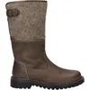 A single brown leather and felt boot is shown against a white background. Voir les images du produit