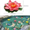 A collage showing a close-up of a pink lotus flower and a pond with koi fish and floating lotus flowers. Produktbild-Vorschau