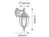 A sketch of a classic outdoor wall lamp with dimensions indicated. Produktbild-Vorschau