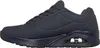 A side view of a navy blue Skechers Uno Stand On Air sneaker against a white background. Voir les images du produit