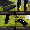 A collage of four images showcasing different features of a foldable camping table. Produktbild-Vorschau