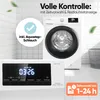 A washing machine in a clean, tiled bathroom setting. Voir les images du produit