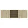 A front view of a light wood TV cabinet with two doors and two open shelves. Náhled obrázku produktu