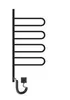 A black electric towel rack with four U-shaped bars. Náhled obrázku produktu