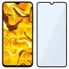A smartphone screen protector is shown next to a smartphone with a colorful abstract wallpaper. Produktbild-Vorschau