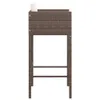 A side view of a brown rattan bar stool with a white cushion. Náhľad obrázku produktu