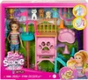 A Barbie and Stacie doll playset with dog accessories, packaged in a pink box. Produktbild-Vorschau