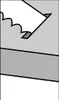 A close-up view of a saw blade with a wavy edge, resting on a gray surface. The blade is white with dark gray accents near the tip. Voir les images du produit