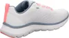 A side view of a white athletic shoe with pink and gray accents. Podgląd zdjęcia produktu