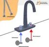 An illustration showing how to connect a faucet to cold and warm water supplies. Produktbild-Vorschau