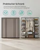 A graphic showing a practical wardrobe with illustrations of clothing items and text in German. Produktbild-Vorschau