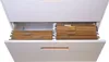 An open filing cabinet drawer filled with hanging files. Produktbild-Vorschau
