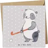 Mr. & Mrs. Panda Grußkarte Panda Hockey spielen - Grau Produktbild-Vorschau 1