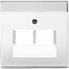 A white wall plate with two openings and a central screw. Produktbild-Vorschau