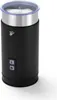 A black electric milk frother with a clear lid and silver accents, shown on a white background. Produktbild-Vorschau
