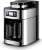 A modern stainless steel coffee maker with a digital display. Produktbild-Vorschau