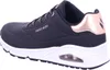 A side view of a black Skechers women's sneaker with rose gold accents. Náhled obrázku produktu