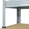 Close-up view of the metal shelving unit's corner and shelf support. Produktbild-Vorschau
