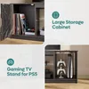 A collage of images showcasing a TV stand with storage and gaming features. Anteprima dell’immagine prodotto