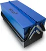 A blue metal toolbox with black handles and accents, shown from a slightly elevated angle against a white background. Produktbild-Vorschau