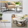 Collage showing two different arrangements of nesting coffee tables in a living room setting. Náhľad obrázku produktu