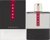 A product shot of Prada Luna Rossa Carbon Eau de Toilette for men, showing both the box and the bottle. Podgląd zdjęcia produktu
