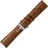 A brown leather watch band with a silver buckle is shown against a white background. Náhľad obrázku produktu
