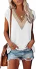 ASKSA Damen Kurzarm T-Shirt V-Ausschnitt Elegant Tunika Produktbild-Vorschau 1