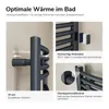 Close-up views and diagrams illustrating features of a bathroom radiator. Anteprima dell’immagine prodotto