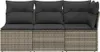 A three-seater outdoor sofa with dark gray cushions, made of woven poly rattan. Náhľad obrázku produktu