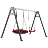 A swing set with two swings, one a nest swing and the other a traditional seat, against a white background. Produktbild-Vorschau