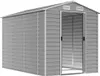 A grey metal garden shed with double doors. Náhled obrázku produktu