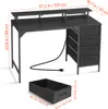 A black desk with dimensions labeled. Podgląd zdjęcia produktu
