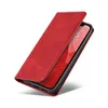A red flip cover phone case is shown from a diagonal angle, with the phone screen visible inside. Produktbild-Vorschau