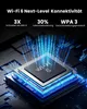 A futuristic depiction of a Wi-Fi 6 chip with glowing blue lines representing data transfer and connectivity. Produktbild-Vorschau