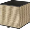 A square woven storage basket with a dark interior and trim. Produktbild-Vorschau