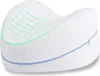 A white ergonomic memory foam pillow for between the knees, with a green grid pattern on top and a blue zipper around the middle. Anteprima dell’immagine prodotto